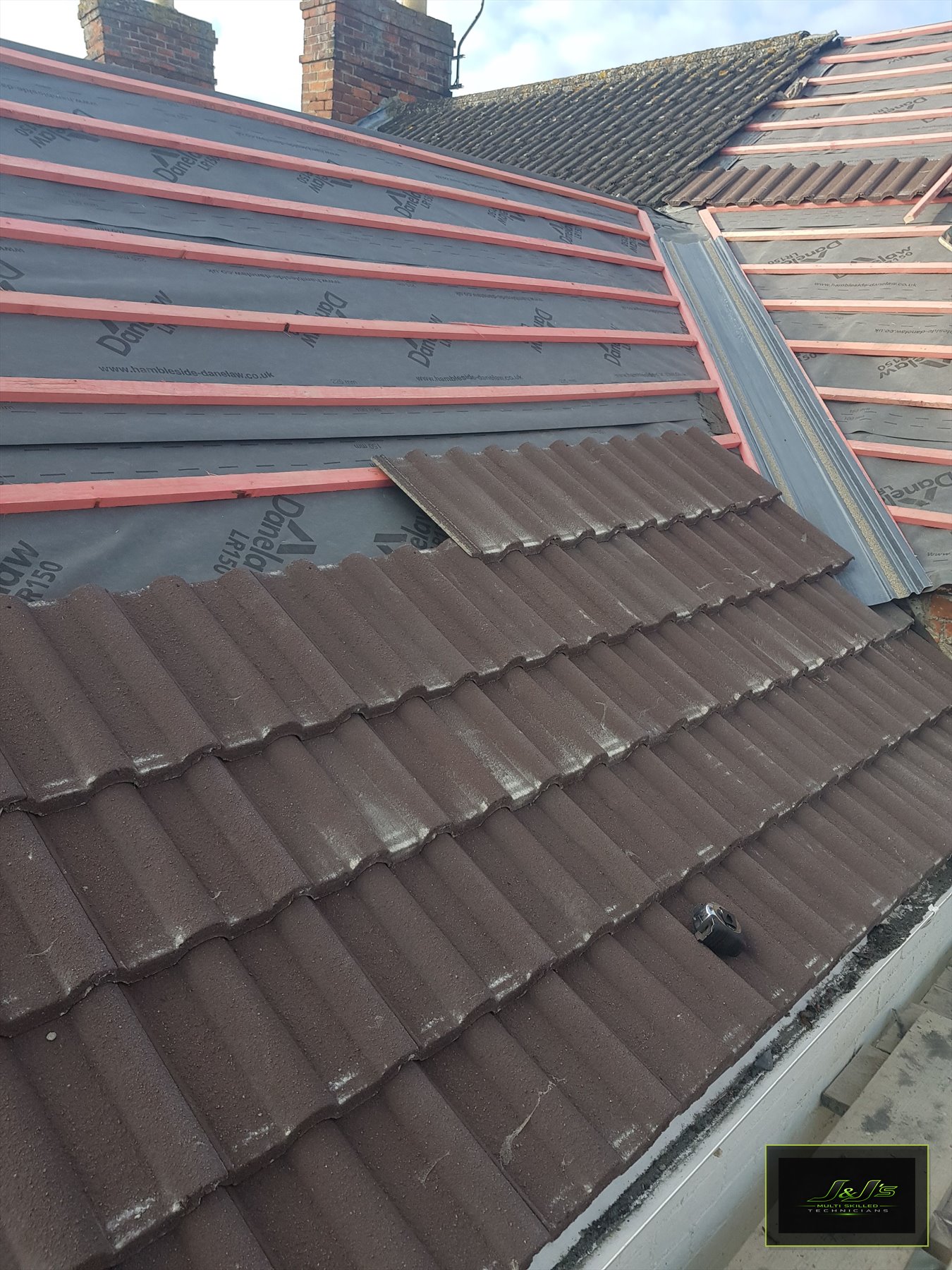 Roofing work in progress