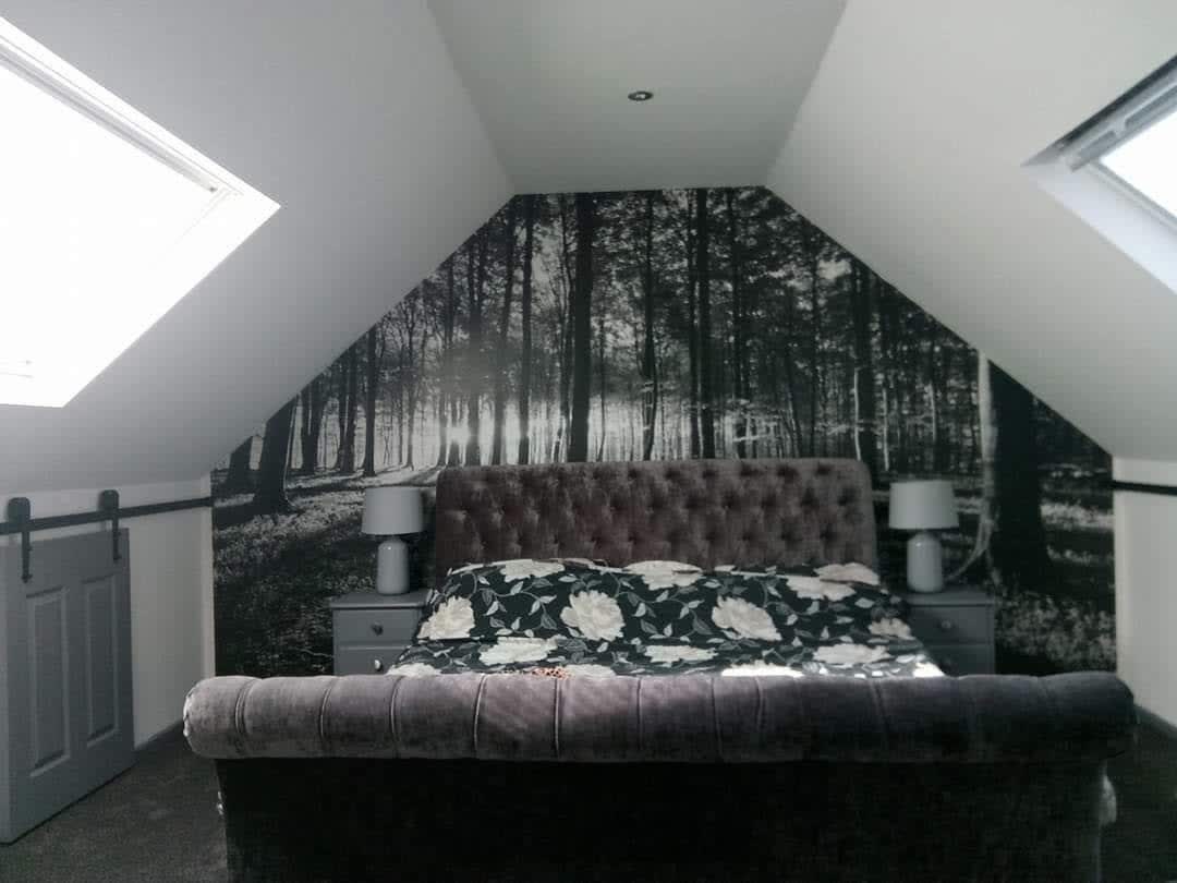 Finished loft bedroom with fitted storage